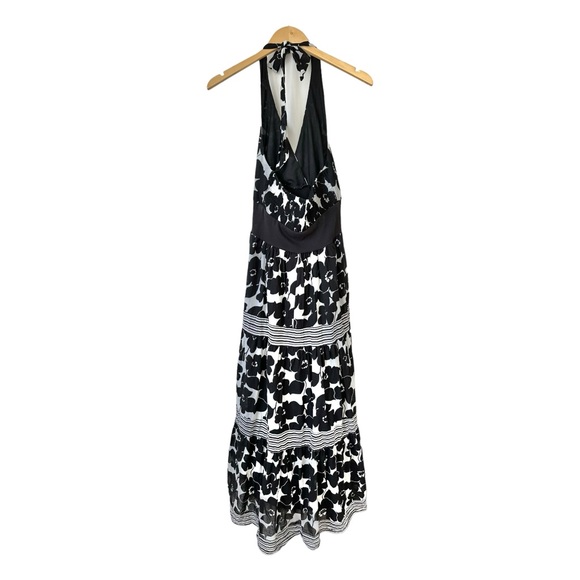 Jonathan Martin Halter Sun Maxi Dress Black & White Floral & Stripes Size 8 - Picture 9 of 14